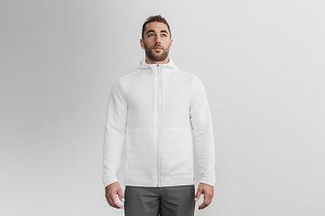 Men's Nobull Quilted Zip-Up Hoodie White | SG Y2513X